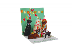 Pop Up Greeting Card- Dogs and Cake
