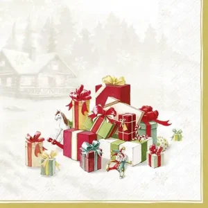 Happy Presents Gold Lunch Napkin