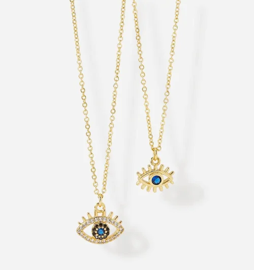 Gold Evil Eye Charm Necklace