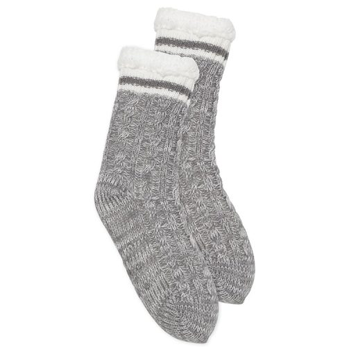 Cable Stripe Lounge Socks Grey