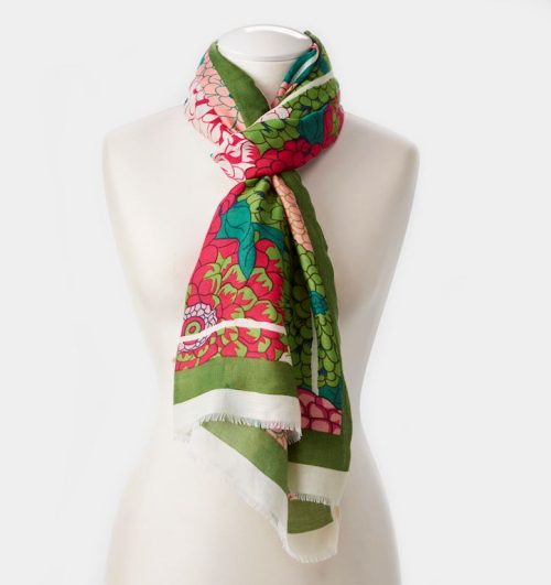 Floral Design Scarf, Green