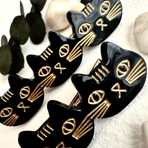 Triple Trouble Cat Face Hair Clips Black