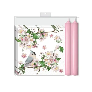 Pink Bird Lyrics- Napkin/Candle Set