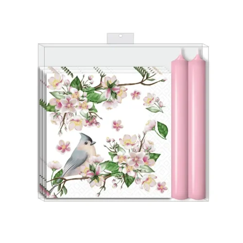 Pink Bird Lyrics- Napkin/Candle Set