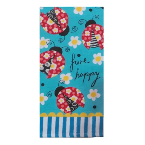 Live Happy Ladybug Dual Purpose Tea Towel