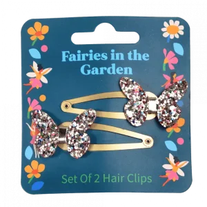 Fairies in the Garden Glitter Butterfly Hair Clips