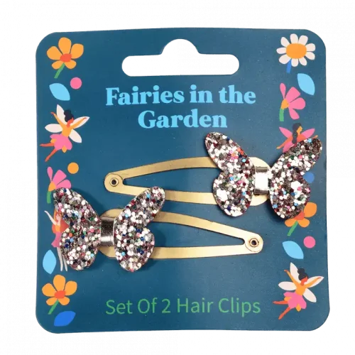Fairies in the Garden Glitter Butterfly Hair Clips